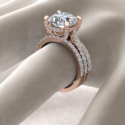 Custom 9mm round moissanite and diamond bridal set - Image 6