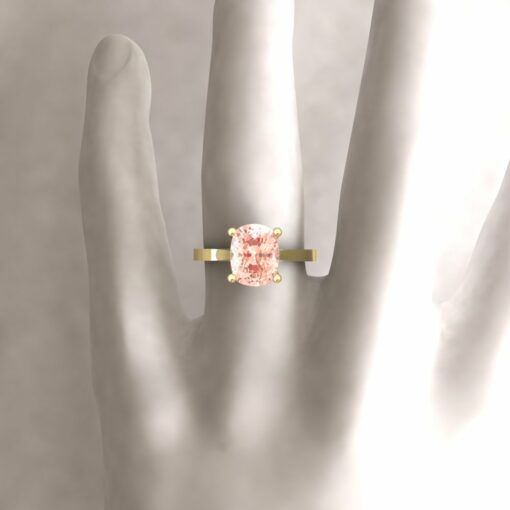 Custom Rare Peach Sapphire Solitaire Ring - Image 7