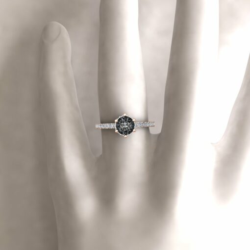 Custom Salt and Pepper and White Diamond Ring - Image 8