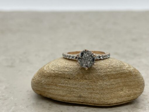 Custom Salt and Pepper and White Diamond Ring - Image 2