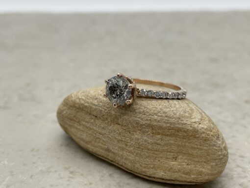 Custom Salt and Pepper and White Diamond Ring - Image 3