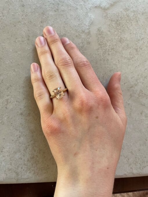 Custom Rare Peach Sapphire Solitaire Ring - Image 3