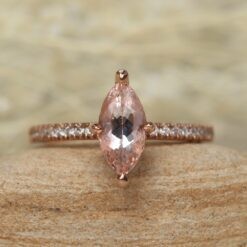 10x5mm Marquise Morganite Engagement Ring in 14k Rose Gold LS5050