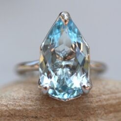 16x10mm Pear Aquamarine Engagement Ring in 14k White Gold LS6479