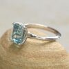 Aquamarine Engagement Ring 10x8mm Emerald Cut 18k White Gold LS6111