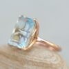 Aquamarine Engagement Ring 14x10mm Emerald Cut 18k Rose Gold LS6244