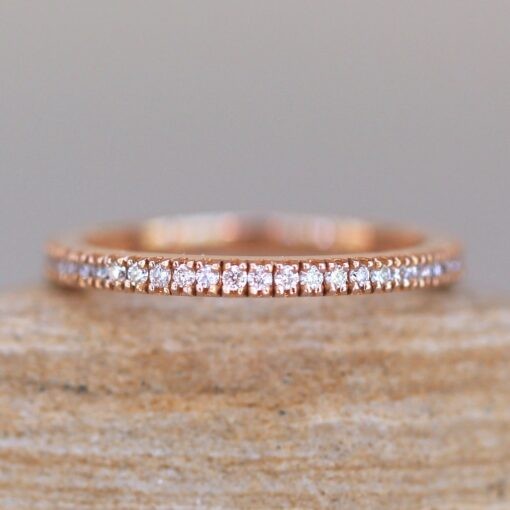 Handmade Full Eternity Diamond Wedding Band in 18k Rose Gold LS3751