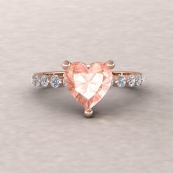 Heart Cut AAA Peachy Pink Morganite Engagement Ring Rose Gold LS5871