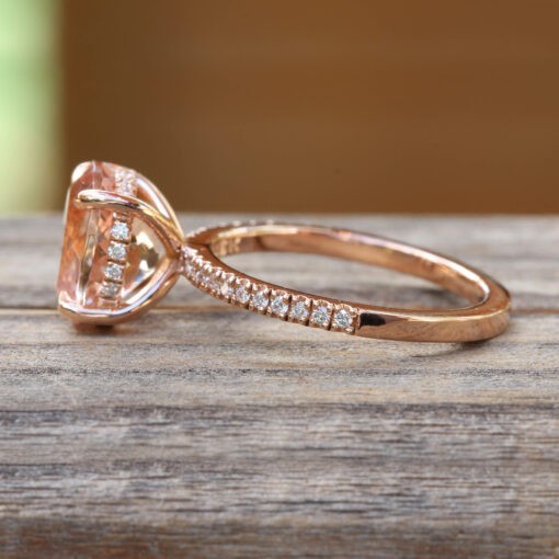 Custom pink morganite bridal set - Image 3