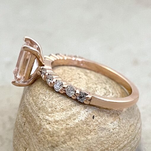 Natural Peach Pink Morganite Diamond Engagement Ring Rose Gold LS5539
