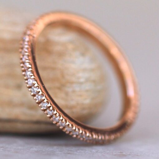 Round Diamond Wedding Band Full Eternity Solid 14k Rose Gold LS3751