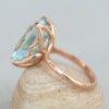 Solitaire Aquamarine Ring 14x10mm Emerald Cut 14k Rose Gold LS6244