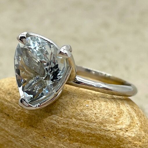 Solitaire Heart Aquamarine Engagement Ring in 18k White Gold LS6480