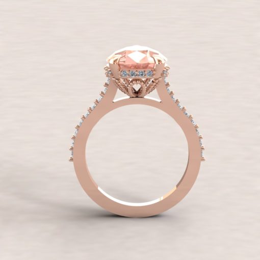 Custom 12x9mm pear cut morganite and diamond Serina Collection Ring - Image 8