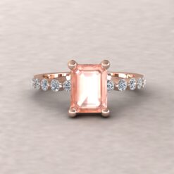 AAA Morganite Engagement Ring Solitaire Center Stone Rose Gold LS5948