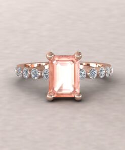AAA Morganite Engagement Ring Solitaire Center Stone Rose Gold LS5948