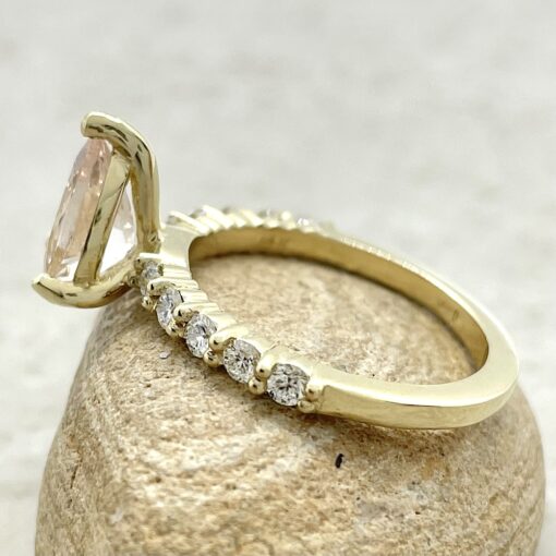 AAA Morganite Natural White Diamond Engagement Ring Yellow Gold LS5873