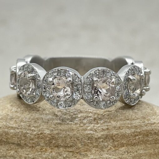 Anniversary Morganite Diamond Wedding Ring White Gold Platinum LS5106