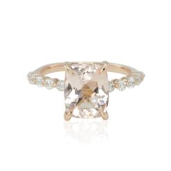 Cushion Cut Morganite Engagement Ring Diamond Shank Rose Gold LS5875