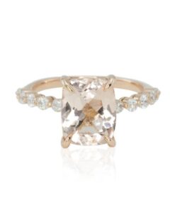 Cushion Cut Morganite Engagement Ring Diamond Shank Rose Gold LS5875