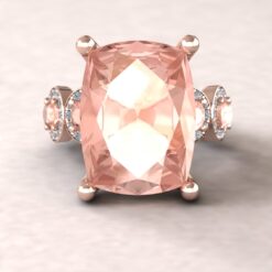 Cushion Peach Pink Morganite Diamond Engagement Ring Rose Gold LS5906