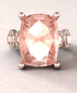 Cushion Peach Pink Morganite Diamond Engagement Ring Rose Gold LS5906