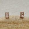 Emerald Cut Peach Pink Morganite Push Back Post Studs Rose Gold LS6386