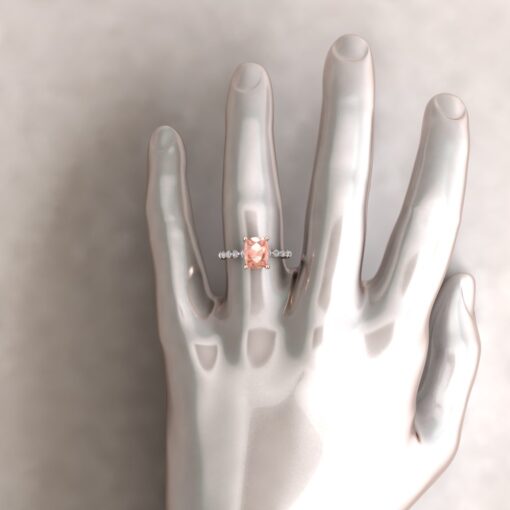Genuine AAA Peachy Pink Morganite Round Diamond Ring Rose Gold LS5875