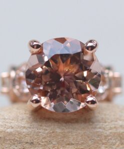 Genuine Peachy Pink Morganite Diamond Engagement Ring Rose Gold LS5908