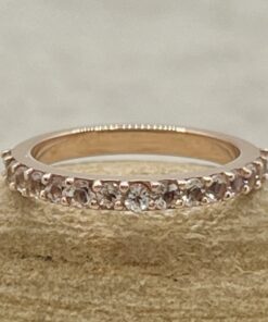 Half Eternity Morganite Band Round Peachy Pink Stones Rose Gold LS6500