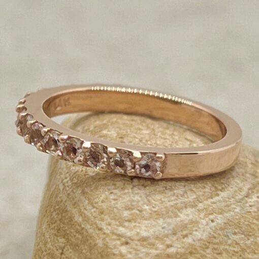 Half Eternity Round Cut Morganite Stones Wedding Ring Rose Gold LS6500