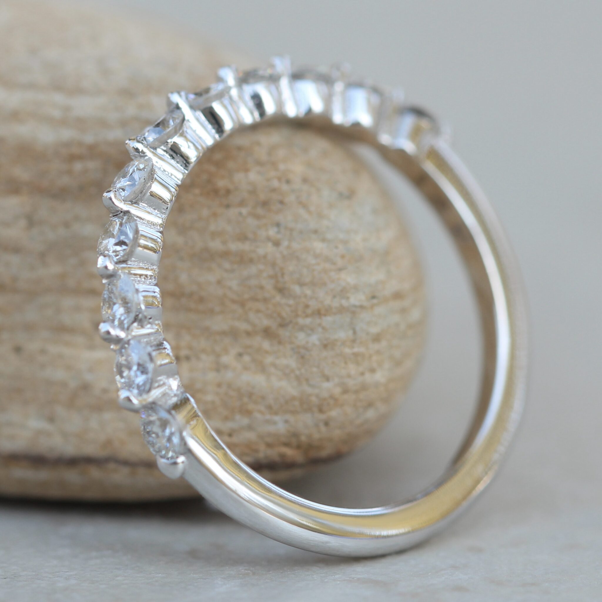 Half Eternity Stacking Diamond Wedding Band White Gold Platinum LS5673