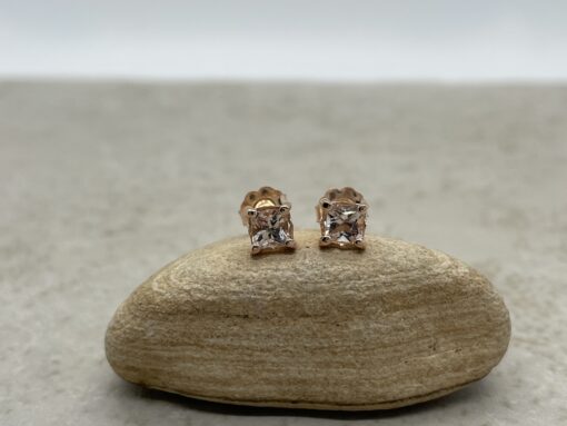 Custom 4mm princess cut earrings - Image 2