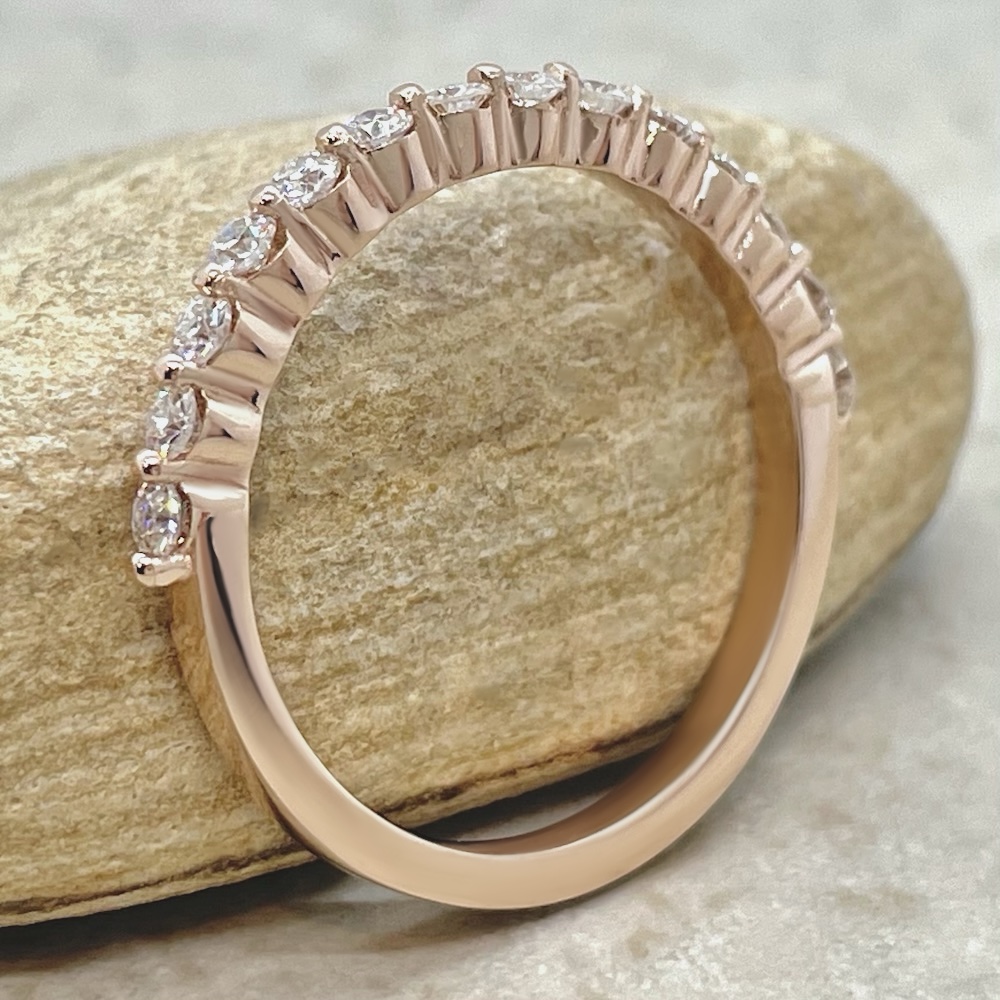 Lab Organic Diamond Round Wedding Ring Half Eternity Rose Gold LS5673