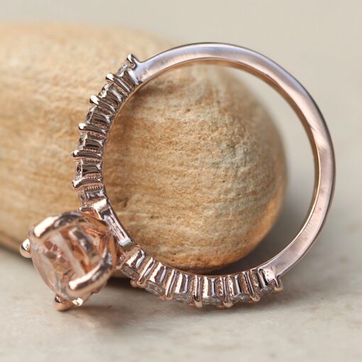 Natural Peach Pink Oval Cut Morganite Engagement Ring Rose Gold LS5872