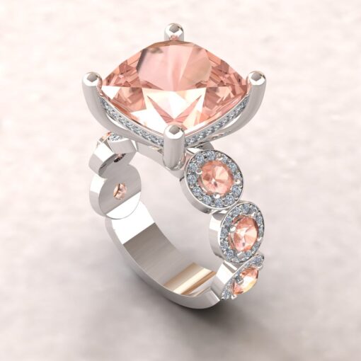 Peachy Pink Morganite Gemstone Diamond Ring White Gold Platinum LS5910