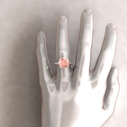 Peachy Pink Round Morganite Engagement Ring White Gold Platinum LS5062