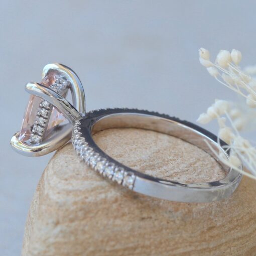 Princess Morganite Half Eternity Shank Ring White Gold Platinum LS5830