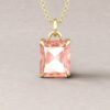 Radiant Cut Genuine Peachy Pink Morganite Necklace Yellow Gold LS5738