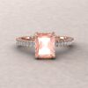 Radiant Cut Peach Morganite Gemstone Engagement Ring Rose Gold LS5832
