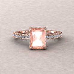 Radiant Cut Peach Morganite Gemstone Engagement Ring Rose Gold LS5832