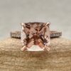 Square Cushion Peachy Pink Morganite Engagement Ring Rose Gold LS5433