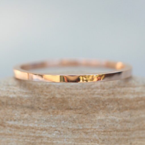 Thin Square Edge Shiny Stacking Ring Wedding Casual Rose Gold LS6270