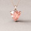 Trillion Cut Peach Pink Morganite Pendant Claw Prongs Rose Gold LS5742
