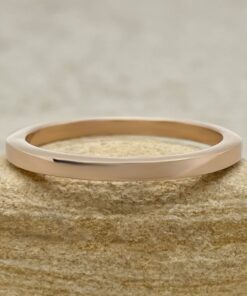 2mm Square Edge Shiny Finish Plain Wedding Band Solid Rose Gold LS1010