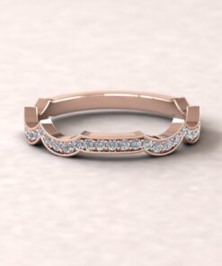 Contoured Diamond Three Quarter Eternity Wedding Band Rose Gold LS5912