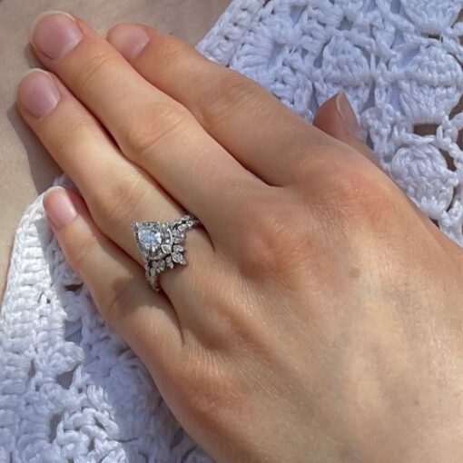 Forever One Teardrop Moissanite Wedding Set White Gold Platinum LS6506