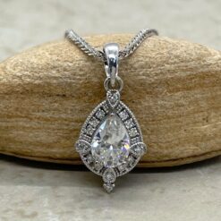 Genuine Moissanite Diamond Bridal Necklace White Gold Platinum LS6482