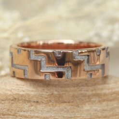 Geometric Man's Wedding Band Square Edge Shiny Finish Rose Gold LS5100