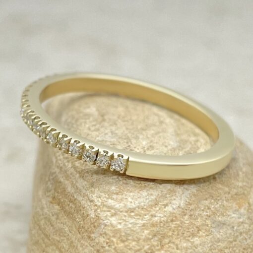 Half Eternity Round Diamond Stacking Wedding Band Yellow Gold LS2073